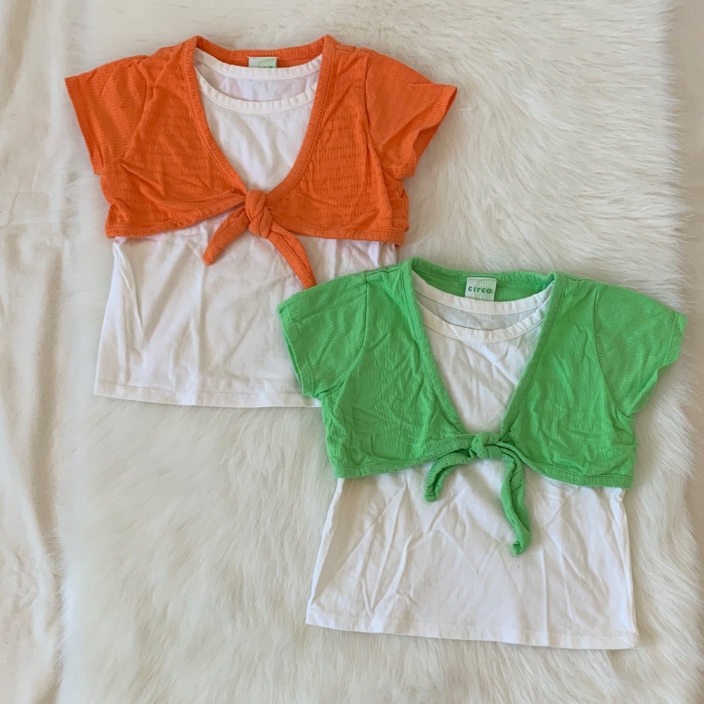Circo Vibrant Orange and Green Tie-Front Tops Cotton